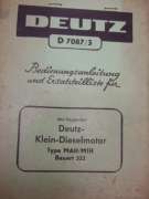 Operation Instructions and Spare Parts List Diesel Engine (DEUTZ MAH/MIH 322)