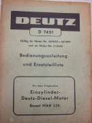 Operation Instructions and Spare Parts List (DEUTZ MAH 220)