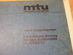 Bosch Injection Pump Maintenance and Spare Partsliste (MTU)