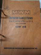 Operation Instructions and Spare Parts List (MWM KDW 415)