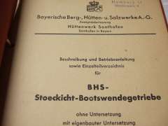 Operation Instructions and Spare Parts List (BHS-Stoeckicht-Boat Reversing Gear Box)