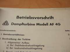 Operating Manual (KKK Dampfturbine Modell AF 4G)